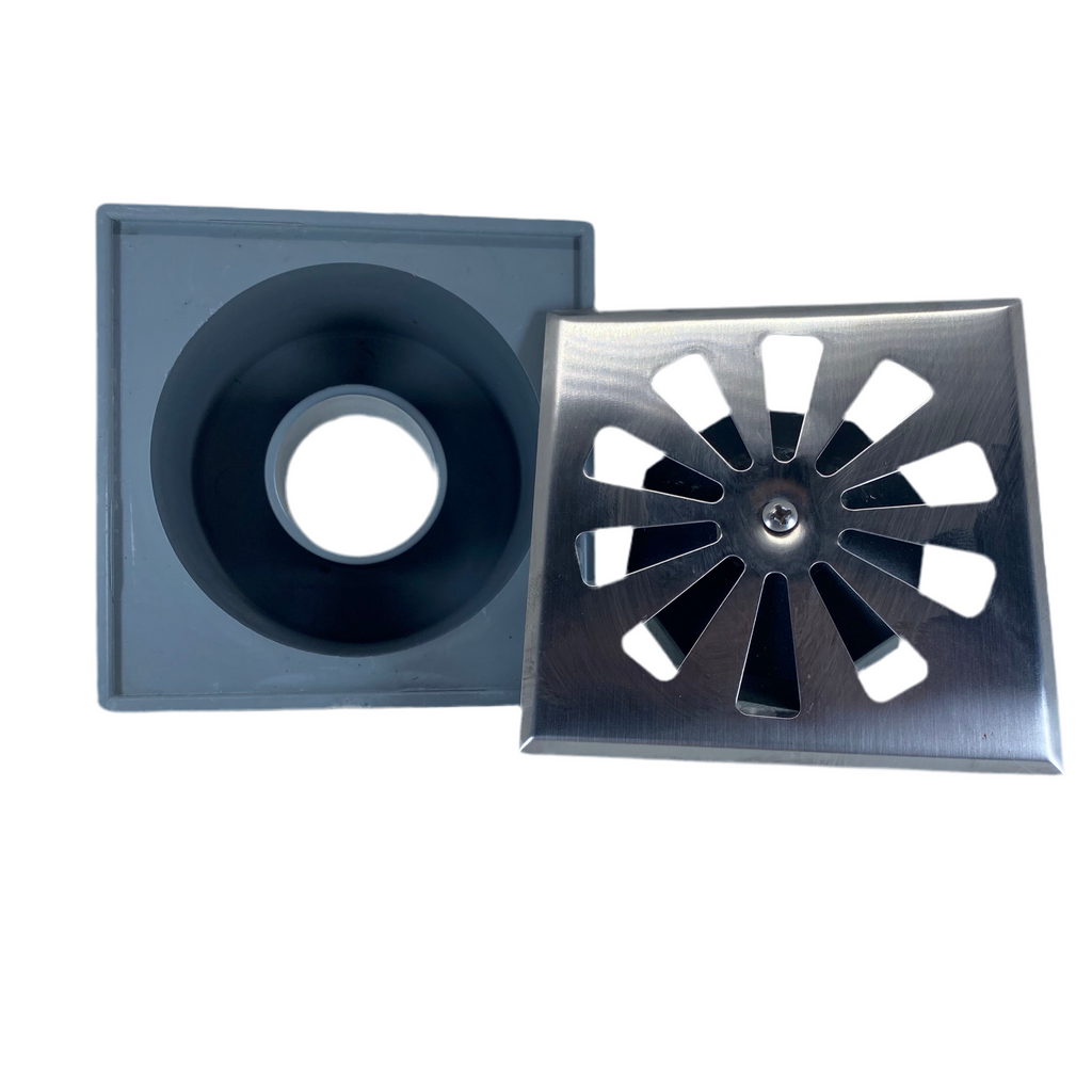 Sumidero Sifónico PVC 10x10cm con Rejilla Inox