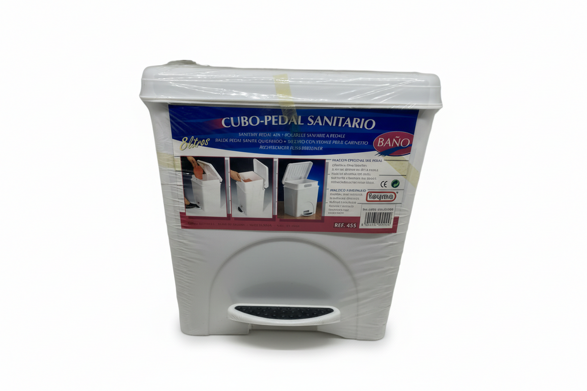 Cubo de Basura con Pedal Blanco 8L