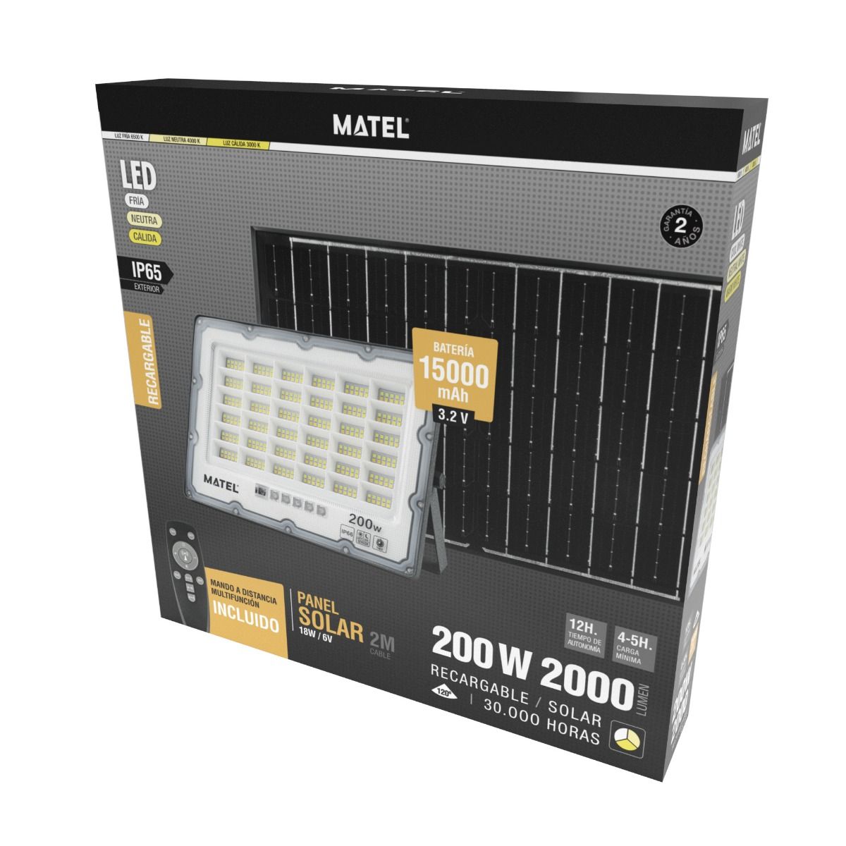 Proyector LED Solar 200W CCT IP65