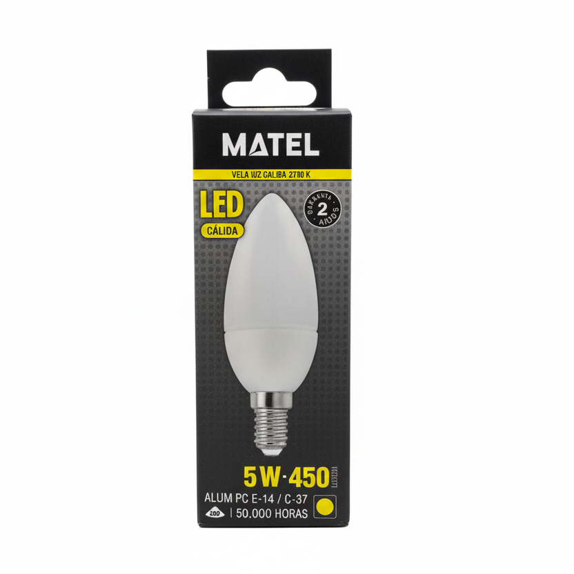 Bombilla LED Vela E14 C37 5W Luz Cálida