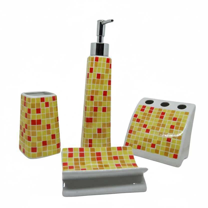 Juego Accesorios Baño Cerámica 4 Piezas
