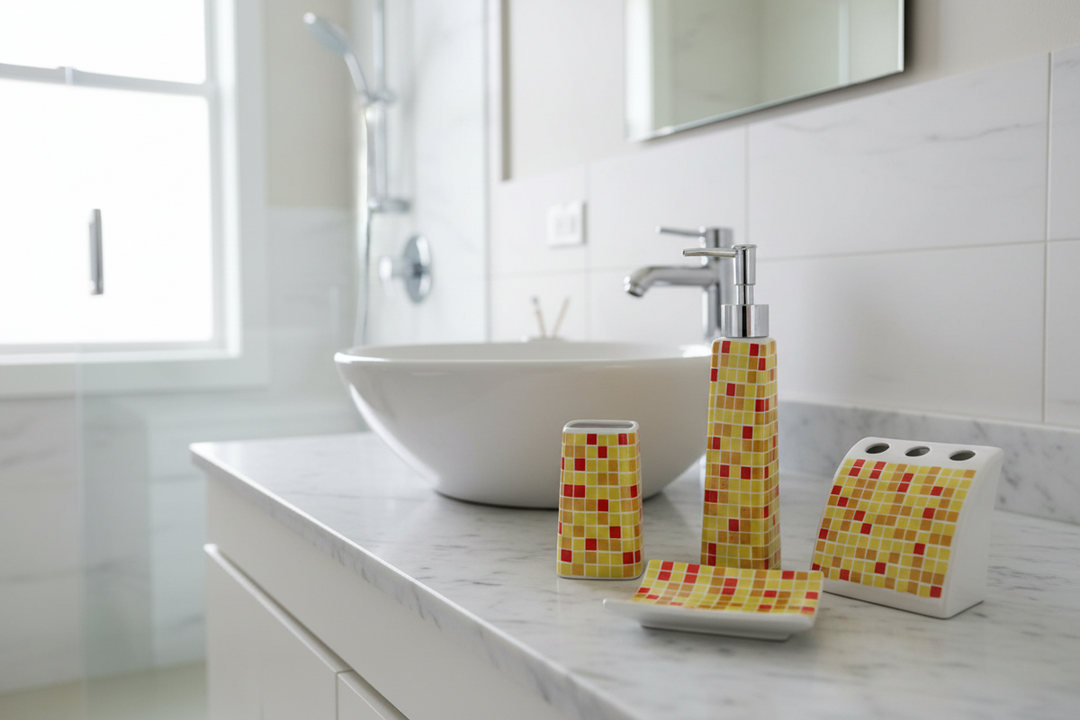 Juego Accesorios Baño Cerámica 4 Piezas