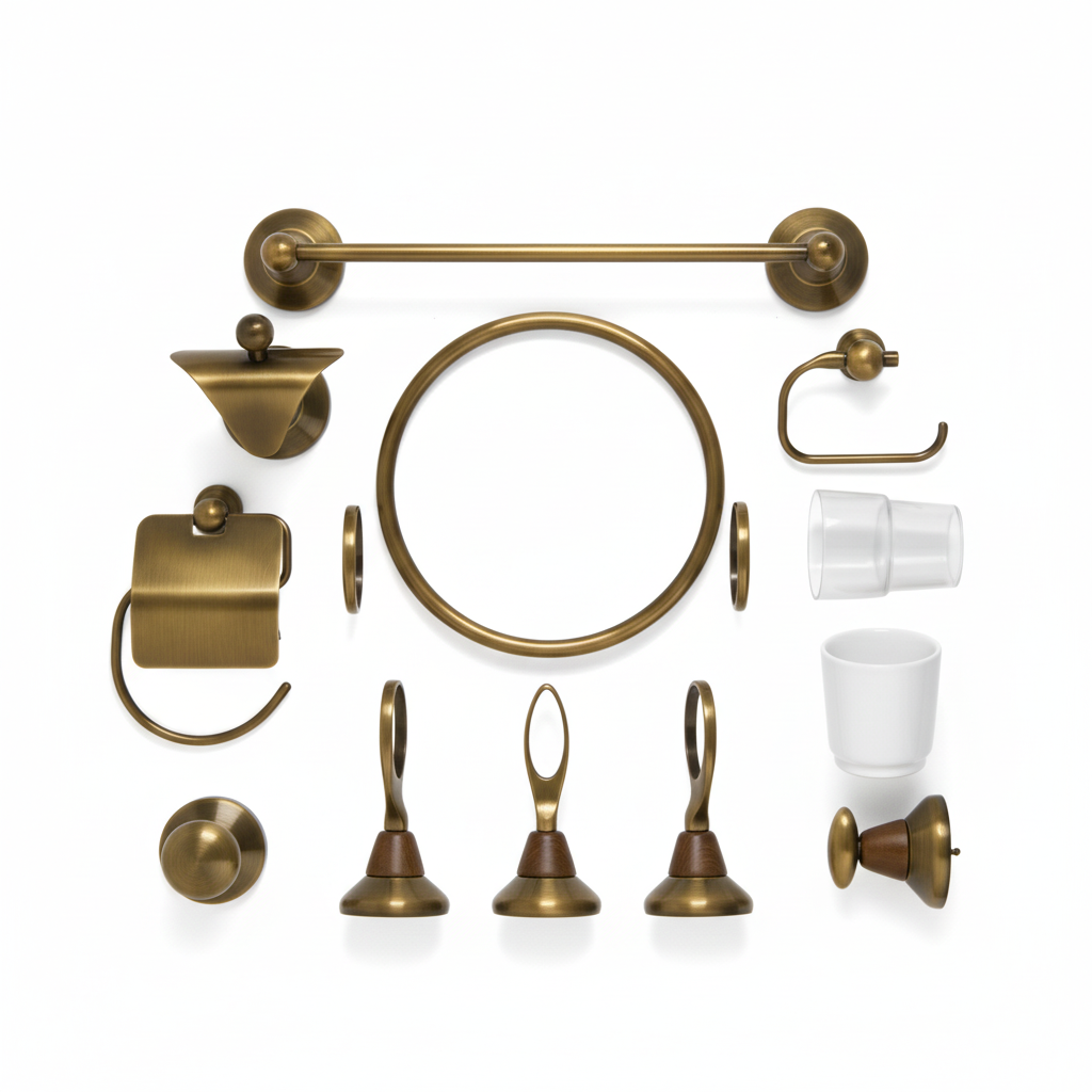 Conjunto Accesorios Baño Bronce Envejecido 6 Piezas