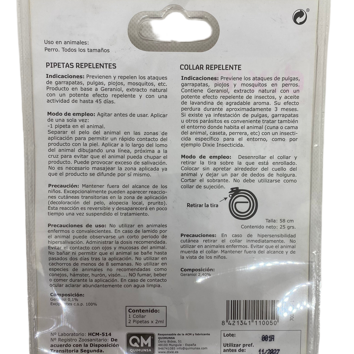 Collar Repelente Antiparásitos + 2 Pipetas
