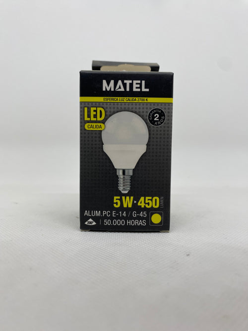 Bombilla LED E14 G45 5W Luz Cálida