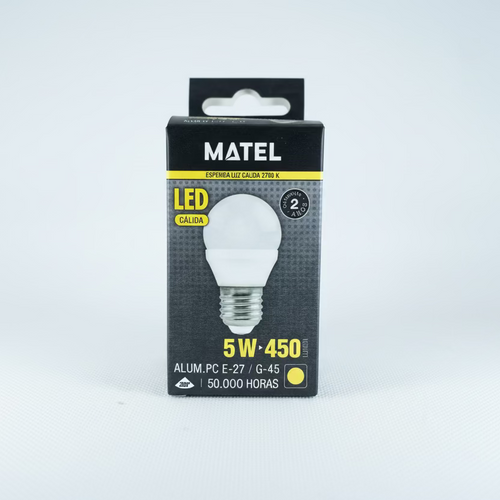 Bombilla LED Esférica E27 G45 Luz Cálida