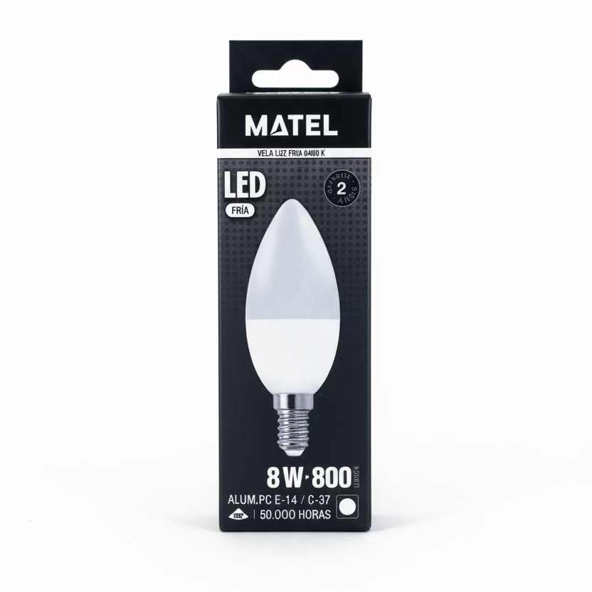 Bombilla LED Vela E14 C37 8W Luz Fría