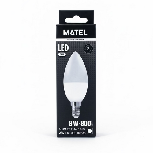 Bombilla LED Vela E14 C37 8W Luz Fría