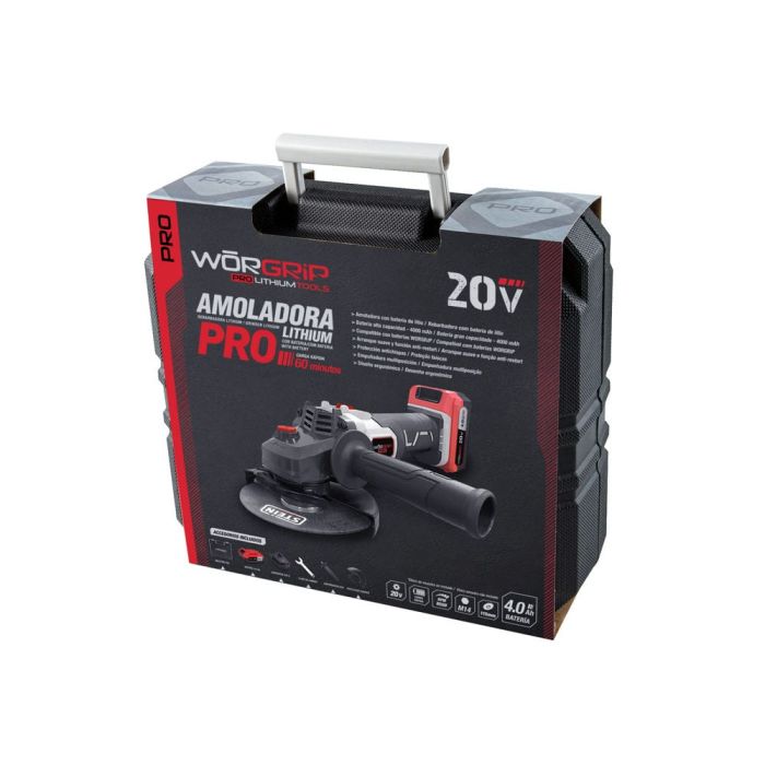 Amoladora Angular Inalámbrica Worgrip PRO 20V