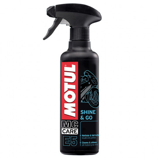 Abrillantador Moto Motul E5 Shine & Go 400ml, spray para carenados, plásticos y metales