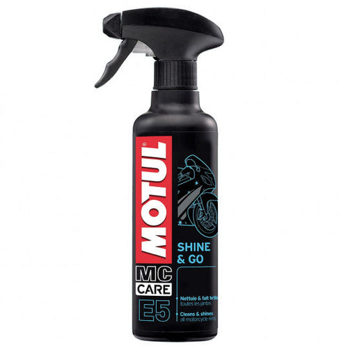Abrillantador Moto Motul E5 Shine & Go 400ml, spray para carenados, plásticos y metales